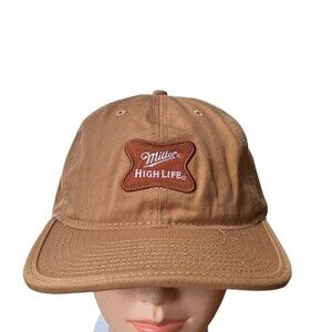 Miller High Life Dad Hat Baseball Cap H3 Headwear Khaki Beige Canvas Adjustable